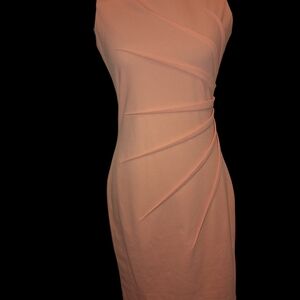 Calvin Klein One-Shoulder Peach Sheath Dress
